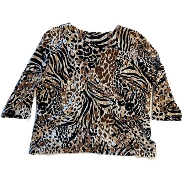Alfred Dunner, Animal Print Top, Neckline detail studs, PL - Picture 9 of 9